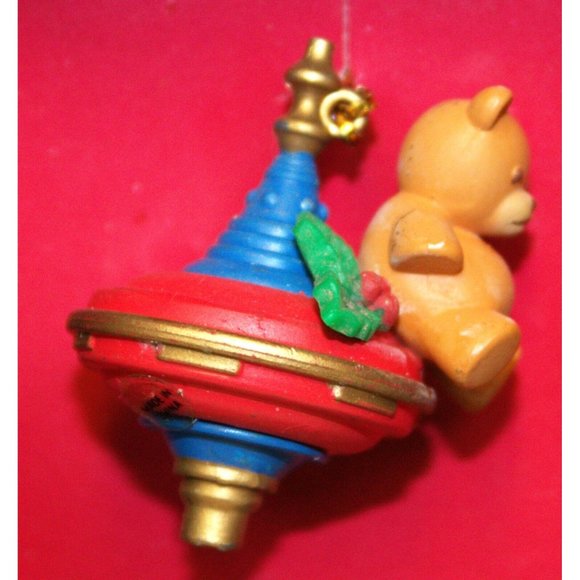 VTG 1989 Enesco Toyland Small Wonder Miniature Ornament Bear Spinning Top 566705 - Picture 9 of 15